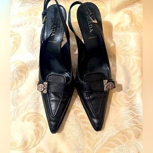 Prada black sling back heels size 37 used condition